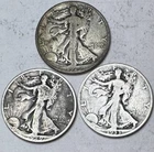 1929 D, 1929 S & 1933 S * 3 Silver LIBERTY WALKING Half DOLLARS Shown * $5. SHIP