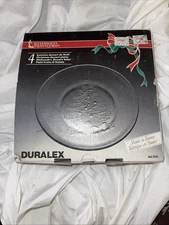 Les Verreries De Saint Gobain Duralex Set of 4 Noel Christmas Dessert Plates 8"