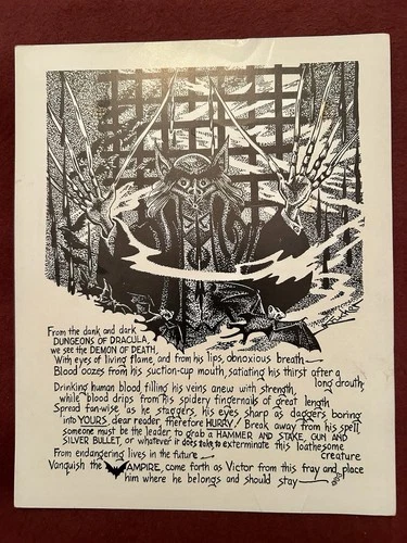 Vintage Gary Fletcher Underground Comix Art Print Dracula Vampire Demon of Death