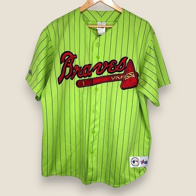 Vintage Atlanta Braves Green Pinstripe Jersey Men 2XL Made in USA