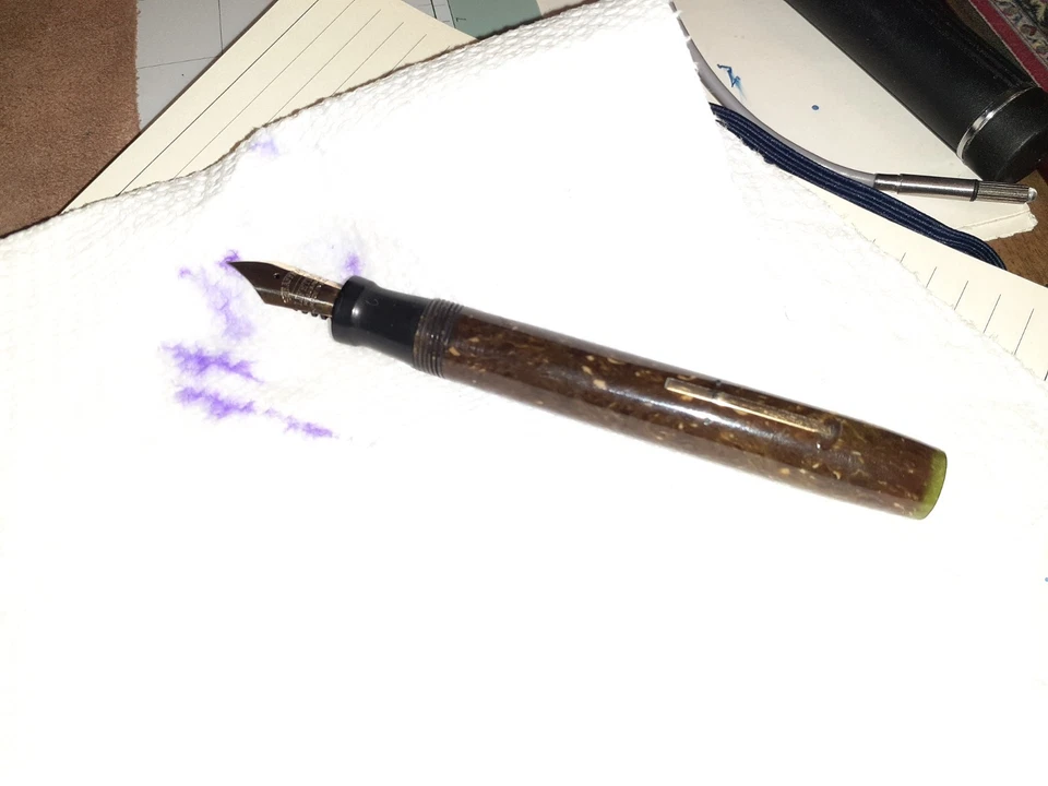 Sheaffer J8C 1929 Jade Verde Oro Relleno Palanca Relleno Largo Jorobado Clip Foto 2 de 4