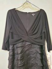 Adrianna Papell Layered Ruffle Skirt Dress (Black) Size - 16