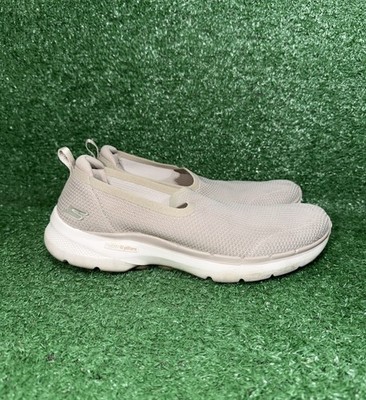 Skechers Womens 9.5 Go Walk 6 Clear Virtue Beige Goga Mat Running Walking Shoes