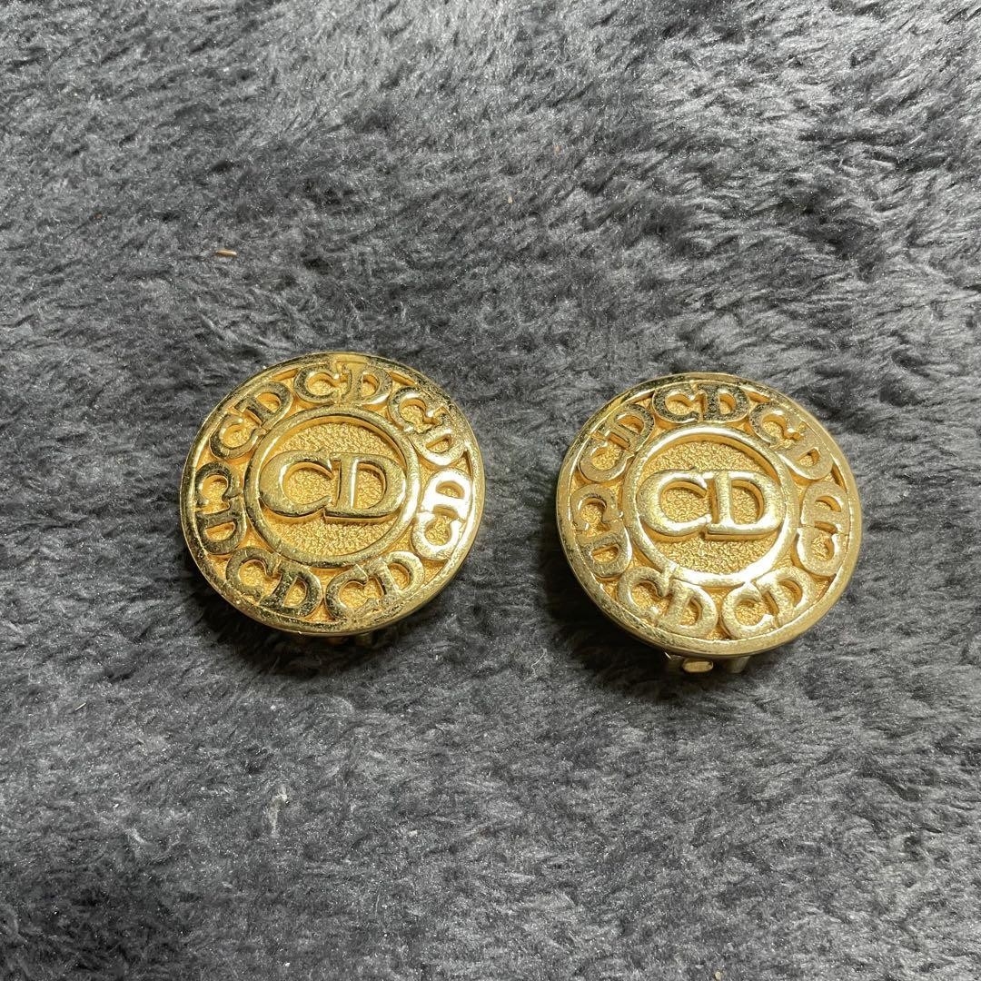 Vintage Christian Dior Gold-Tone Circle Hoop Earrings Retro Chic