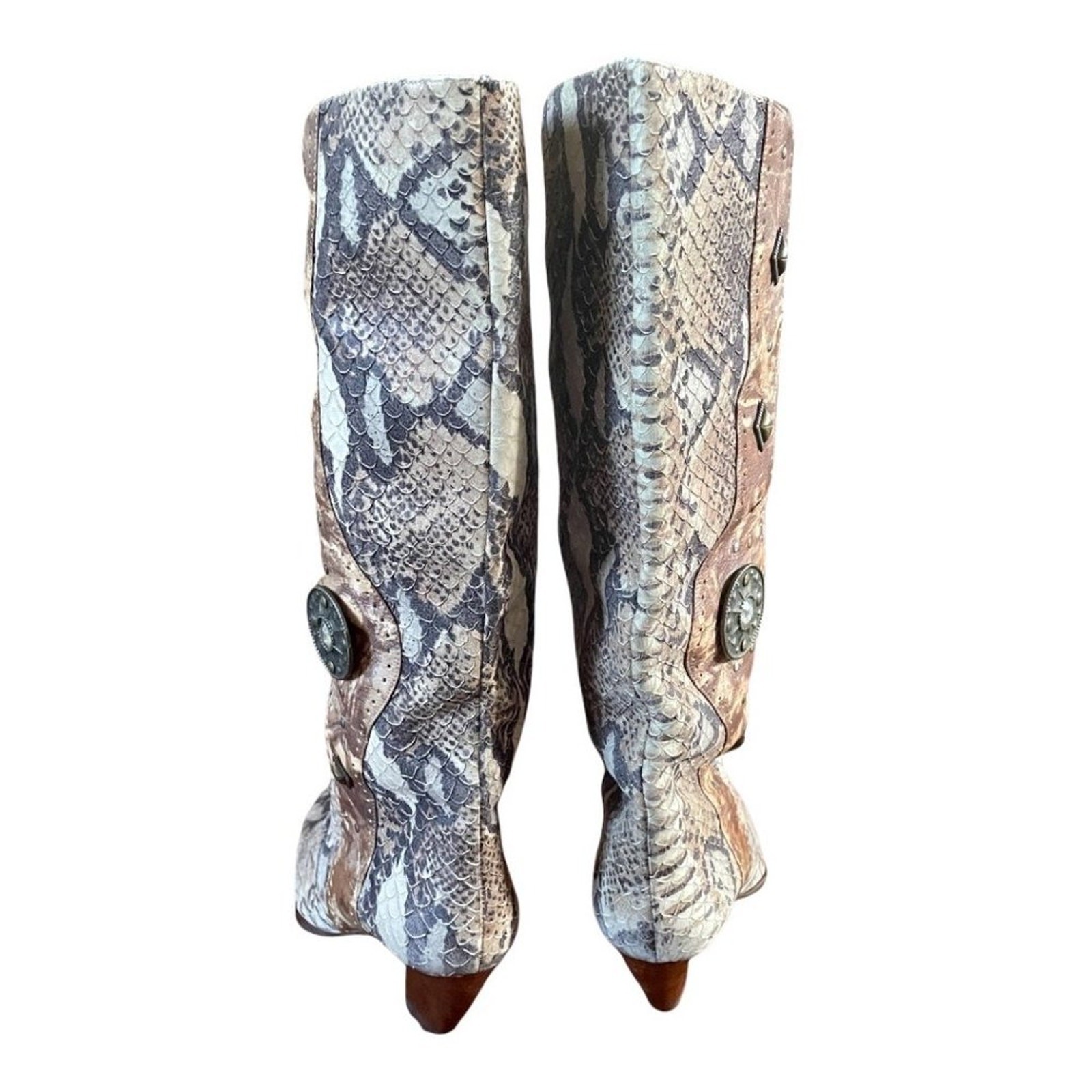 Peter Fox Python Embossed Slouchy Western Boots w… - image 7
