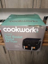 Cookworks 9L Dual Air Fryer Black, 2-Basket Digital, 10-PROGRAM, 2600W