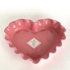 Emile Henry For Williams Sonoma Ceramic Pink Ruffled Heart French Pie Dish New