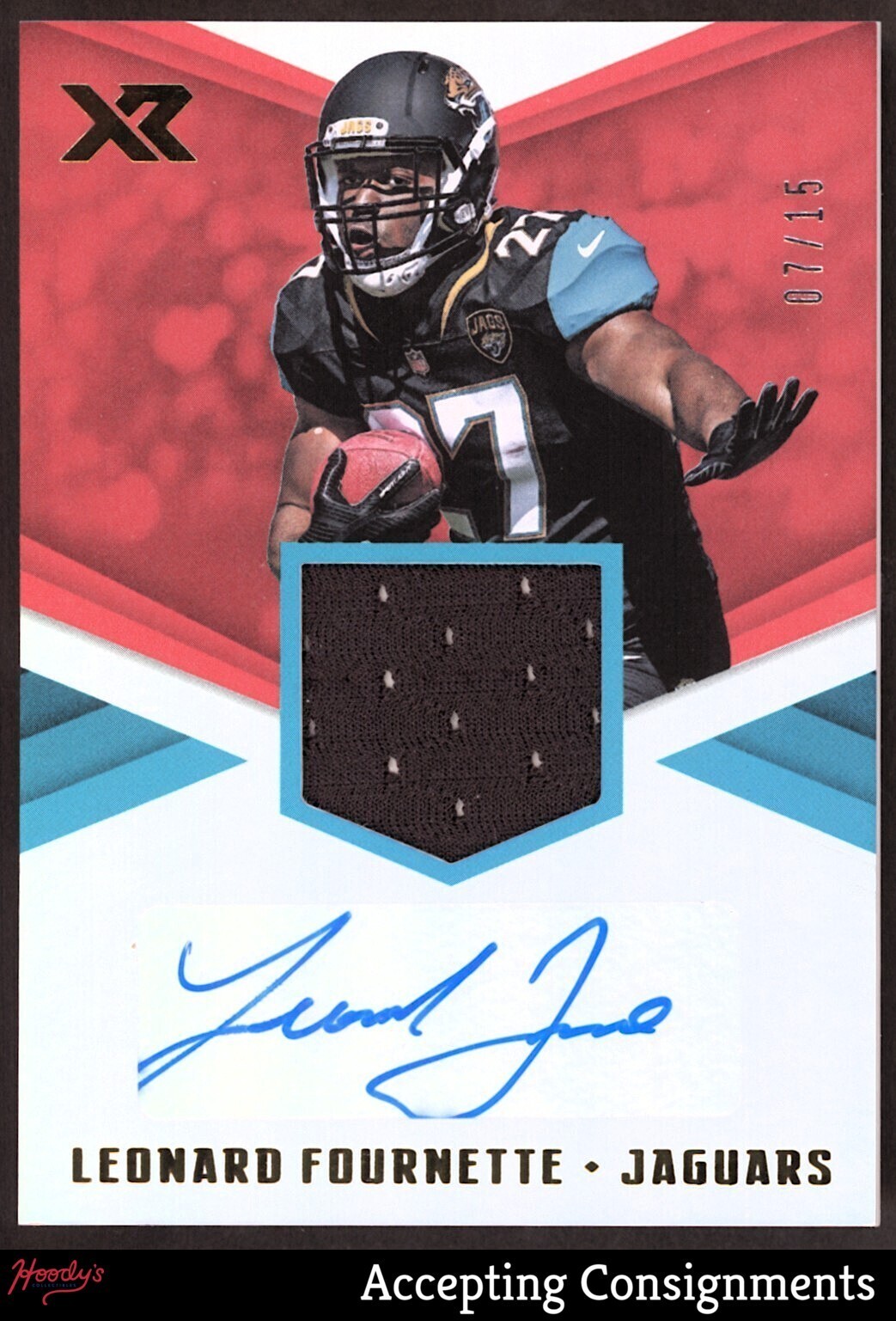 Leonard Fournette Panini XR Rookie Swatch Autographs #RSALF Red