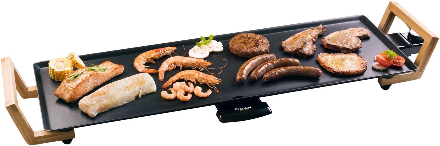 Bestron Tischgrill Teppanyaki Grillplatte XL Asia Design 6 Personen 1800 Watt