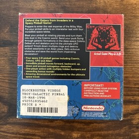 Galactic Pinball (Nintendo Virtual Boy, 1995) Box Cartridge & Manual