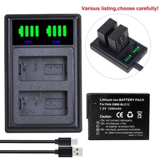 DMW-BLC12E Battery or USB Charger for Panasonic Lumix DMC-FZ1000 FZ2000 G7 G85