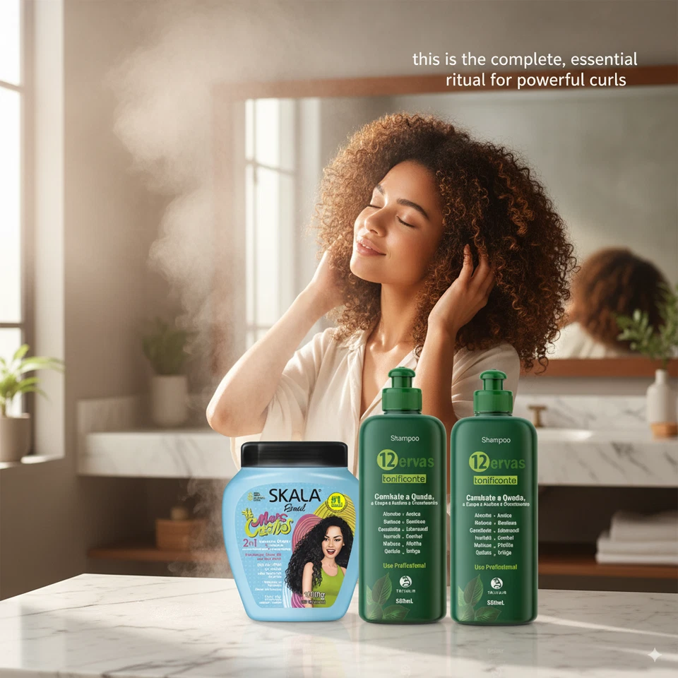 Skala Mais Curls Cream 1000g + Trihair 12 Herbs Shampoo & Conditioner Set - Image 2 of 4