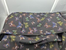 Vintage Black Cotton Neon Hippie Groovy Butterfly Fabric 8 Yards