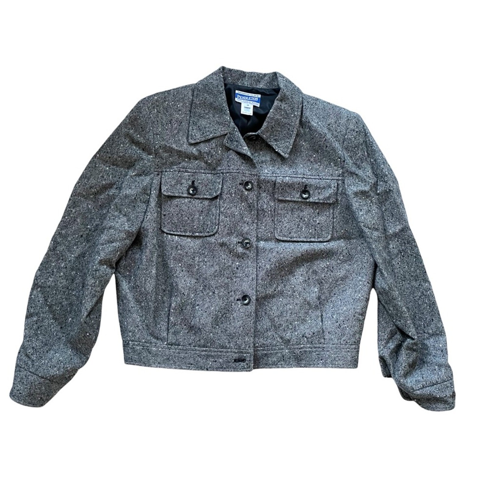 Pendleton Shacket Shirt Jacket Gray Speckled Wool… - image 1