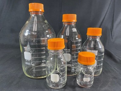LAB GLASS GL-45 100mL, 250mL, 500mL, 1L, 2L Reagent Media Storage Bottles (4/cs)