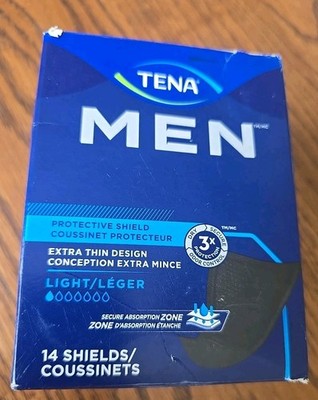 TENA Men's Active Fit Protective Shield Light Extra Thin 14 Pads Per Box - NEW