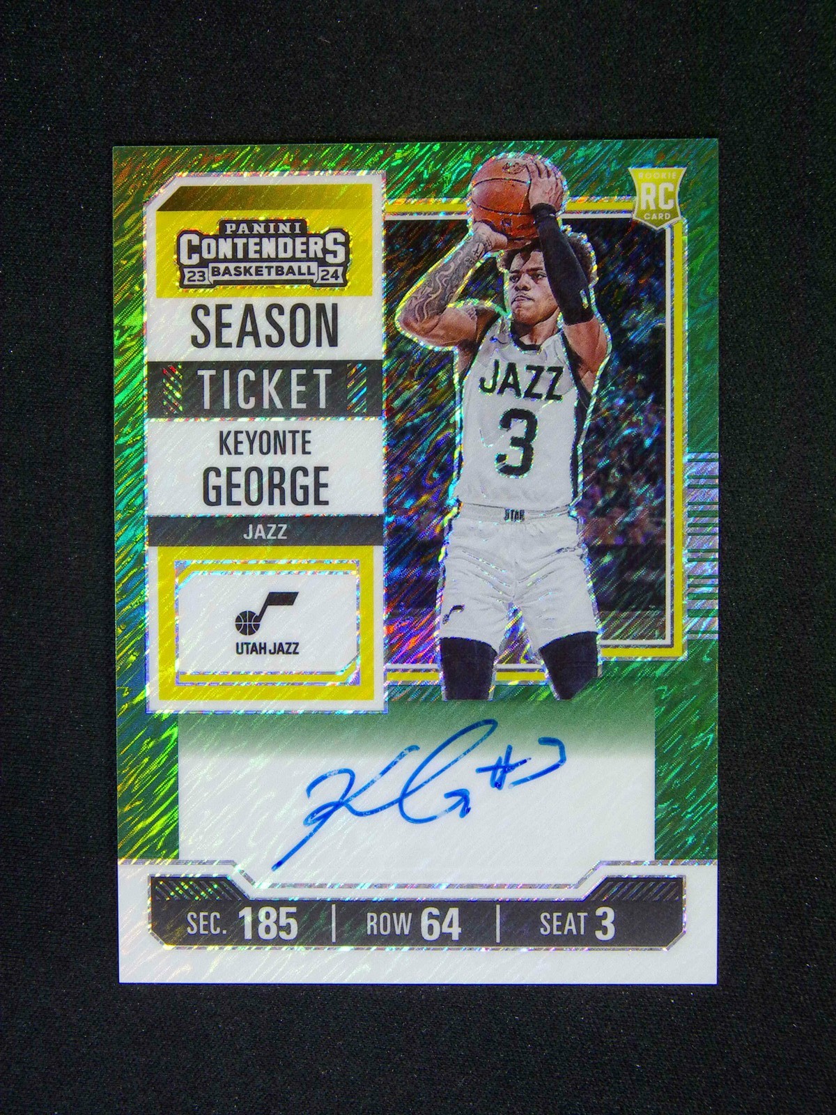 2023-24 Contenders Keyonte George #144 RC Season Ticket Auto Green Shimmer