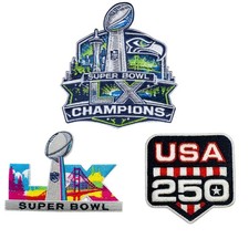 Super Bowl 60 Patches Seahawks Embroidery iron on Patch 3 PC