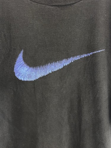 Vintage Nike Swoosh T Shirt XL Made In USA Black Blue Logo 90s by Nike, Size XL, $50 - Photo 3