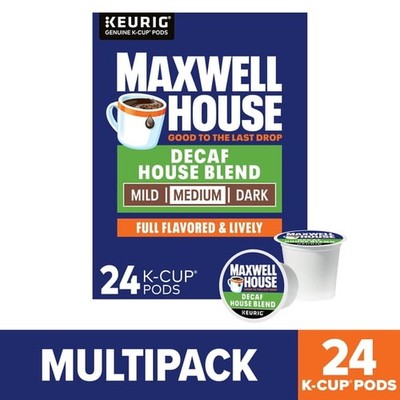 Maxwell House House Blend Decaf Coffee K-Cup Pods, Decaffeinated, 24 ct Box