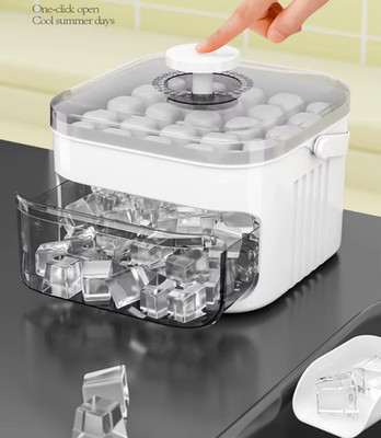 50 Cube Ice Maker Tray with Press Lid Double Layer Ice Box