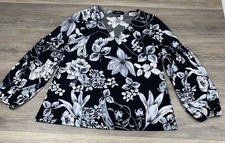 Karen Kane Black Floral Top Blouse Blouson Sleeve Womens Medium Bloomcore