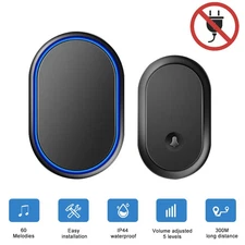 Intelligent Wireless Doorbell 300M Remote Range 60 Songs Battery Type Door Bell