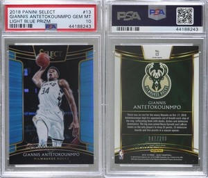 2018 Select Concourse Light Blue Prizm /299 Giannis Antetokounmpo PSA 10 GEM MT