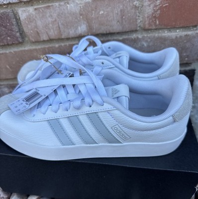 Size 6 - adidas VL Court 3.0 White Light Gray Stripes