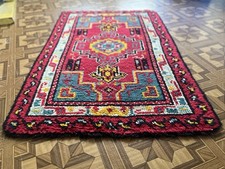 Vintage Shillcraft Latch Hook Scatter Rug 30" x 50" Geometric Southwest Tribal