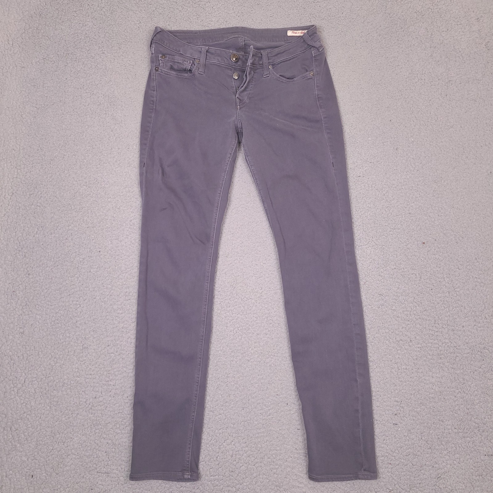True Religion Skinny Jeans Womens 30 x 30 Gray Stretch Made In Italy Button Fly