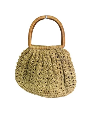 Sac en corde de chanvre au crochet | Sac à main rétro en paille d'été des... - Photo 1/4