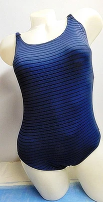 Anita Badeanzug Gr. 38 Cup D Blau gestreift komplett gefüttert verstellbare Träg - Bild 1 von 2