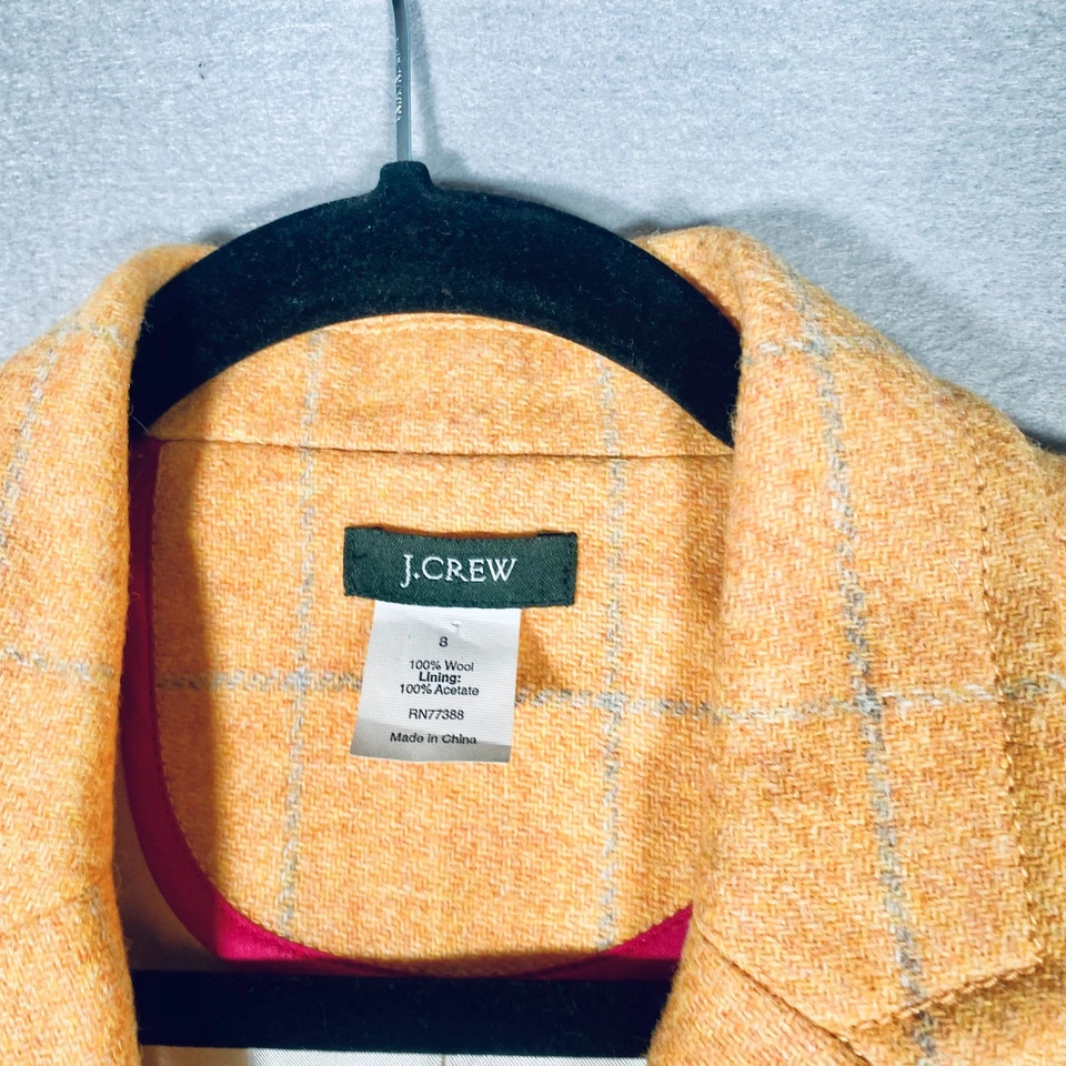 Blazer J Crew para mujer 8 amarillo lana tweed chaqueta de un solo pecho a cuadros Foto 4 de 4