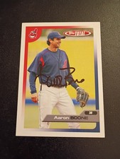 AARON BOONE (in-person &  hard-signed) AUTOGRAPH 2005  Topps Total #521 Indians