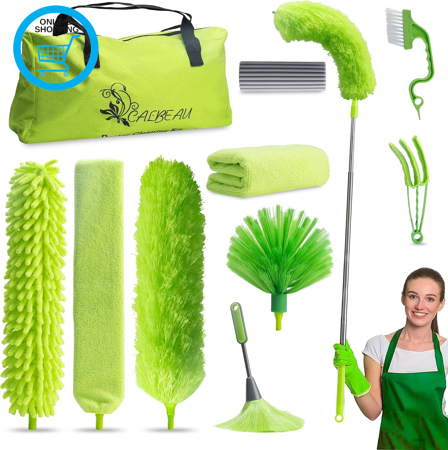 Microfiber Feather Duster with Extension Pole, Bendable Reusable Washable Duster