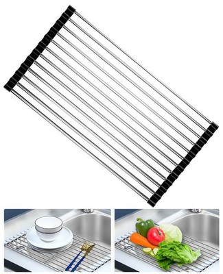YounBeauty Roll Up Dish Drying Rack Rollable Stainless Steel Kitchen Drainer ...