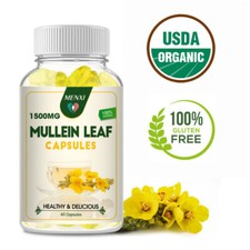 1500mg 60Capsule Mullein Leaf Capsules Herbal Dietary Supplement Detox Clearance