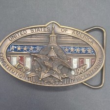 United States of America Constitution Bicentennial Belt Buckle Eagle Flag Ltd Ed
