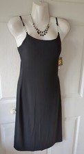 Small Black Women's Knee Length Classy Party Dress Spaghetti Straps & NECKLACE!