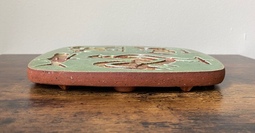 Vintage FRILEY & FISTICK 7" Square Green Early American Weathervanes Tile - GUC - Picture 6 of 7