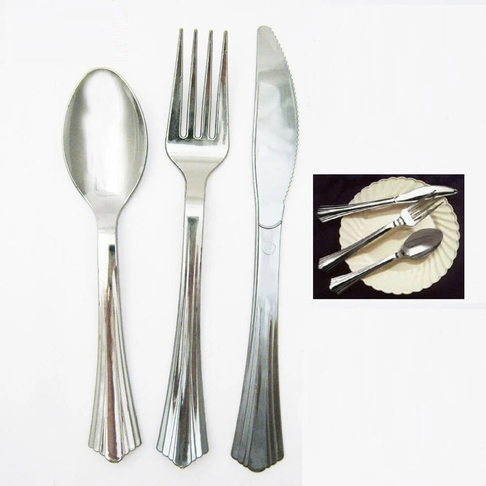 Silver disposable best sale cutlery