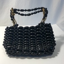 Vintage Black Beaded Purse Made in Hong Kong