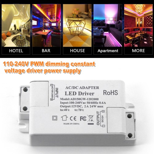 Transformer AC 110-240V To DC 12V 2A 24W Adapter Power Supply Switch For LED