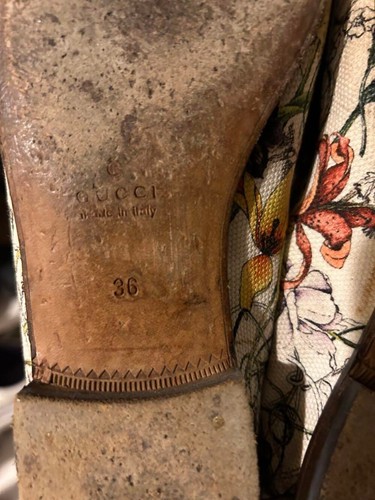 GUCCI Women's Loafers Horsebit Leather Canvas Floral EU36 US6 JapanF/S - Picture 12 of 24