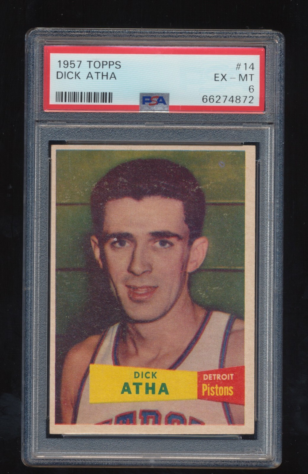 PSA 6 1957 Topps Basketball Dick Atha # 14