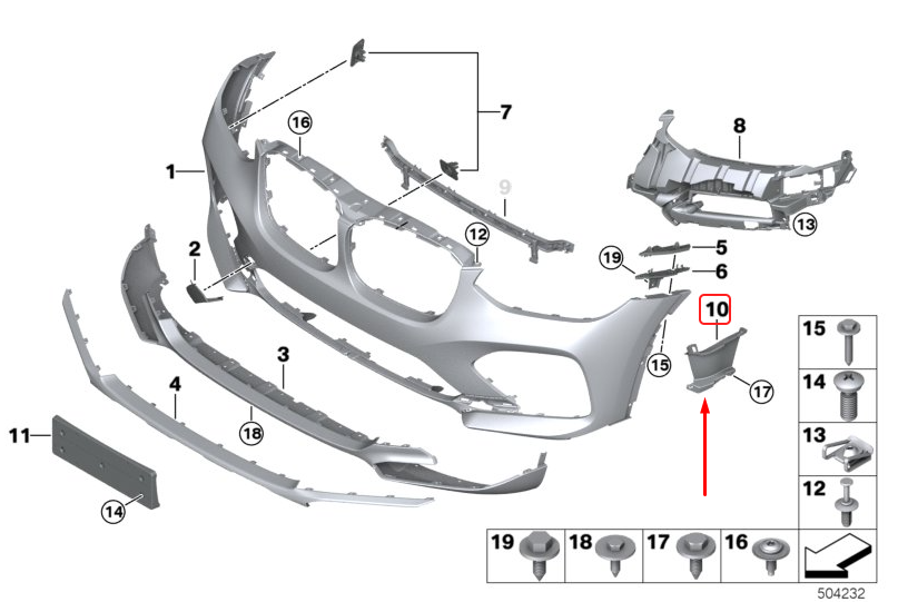 BMW X4 G02 Front Right Air M Guide Curtain 51118081204 BMW X4 G02 Front Right Air M Guide Curtain 51118081204