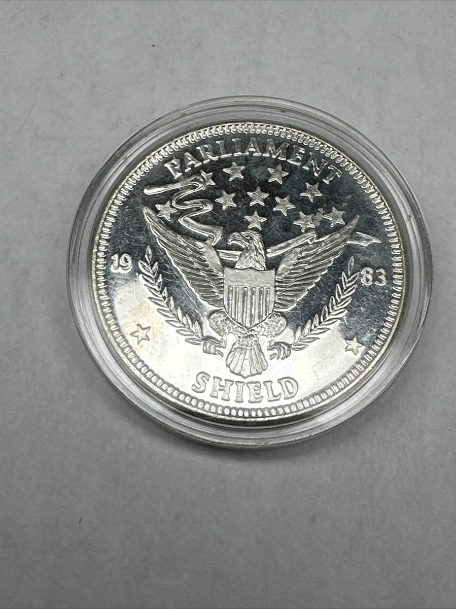 Vintage 1983 Parliament Shield Proof 1ozt 999 Silver Round Trade