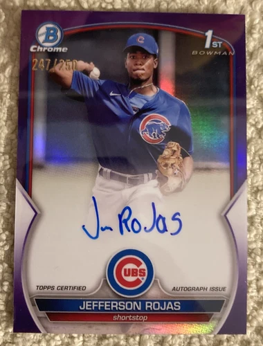 2023 Bowman Chrome Jefferson Rojas 1st Bowman Auto Purple /250 Cubs