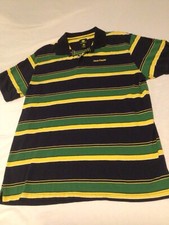 John Deere Polo Shirt Mens L Striped Cotton EXC